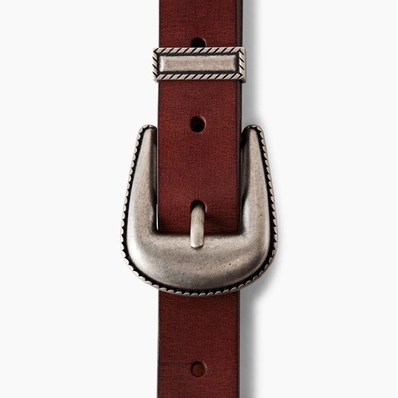 BNWOT- Aritzia Wilfred Rosewood 100% Leather Belt Cinnamon Slvr Western-Style - Picture 3 of 9